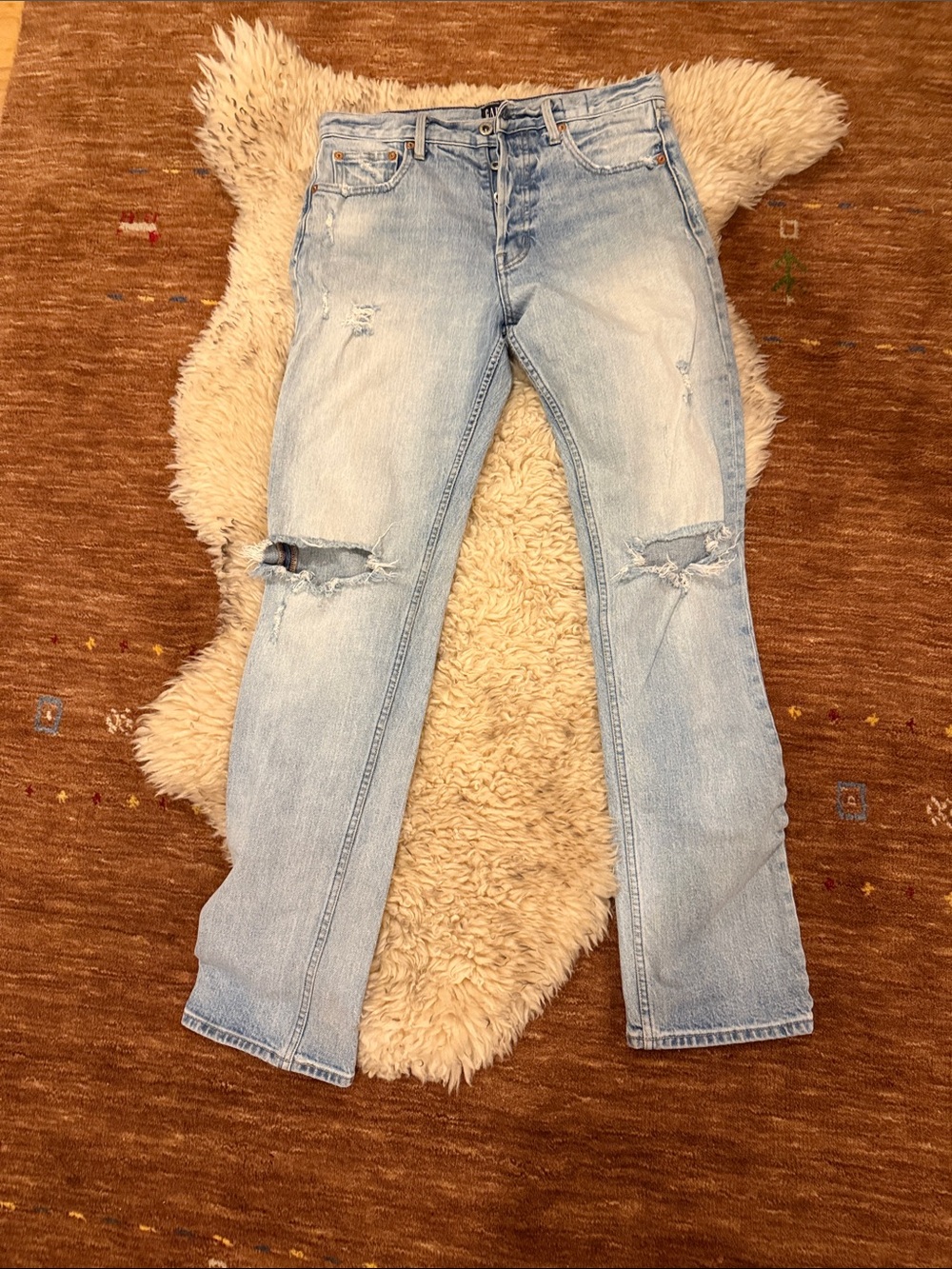 GAP Light Blue Straight Leg Distressed Jeans